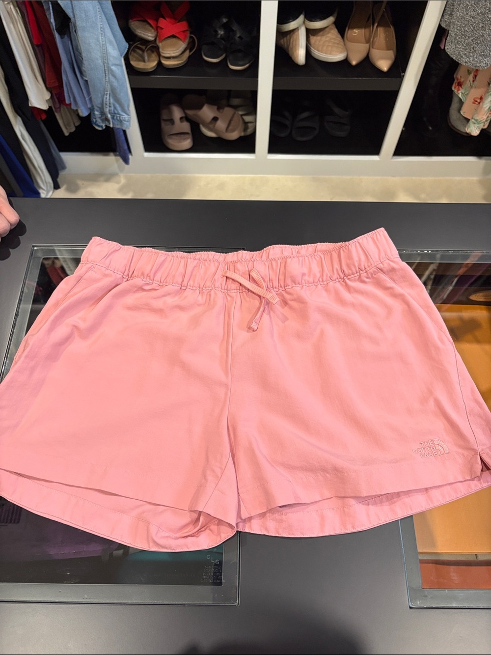 The North Face Women's Coral Pink Elastic Waist Athletic Shorts